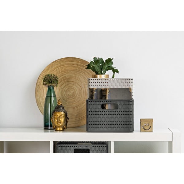 Ciemnoszary koszyk z plastiku z recyklingu Country – Rotho-image-1