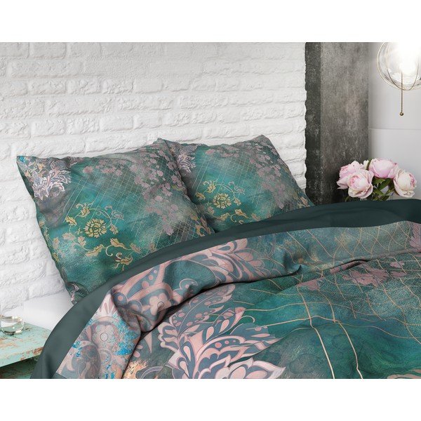 Zielona bawełniana pościel jednoosobowa Pure Cotton Tiran Flower, 140x200 cm-image-2