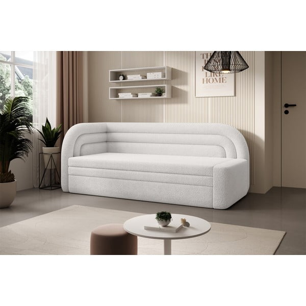 Kremowa rozkładana/ze schowkiem sofa z materiału bouclé lewostronna 223 cm Fabillo – ELTAP-image-3