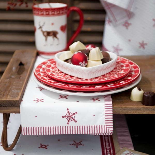 Czerwony talerz Clayre & Eef Christmas Time, Ø 21 cm-image-1