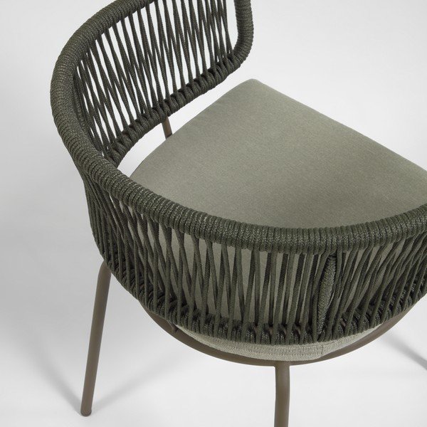 Krzesło ogrodowe ze stalową konstrukcją i zieloną plecionką Kave Home Nadin-image-4