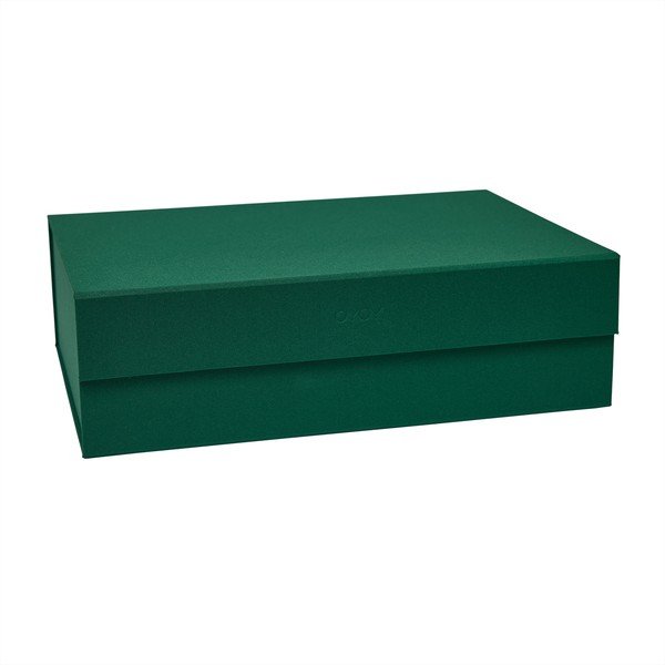 Ciemnozielony kartonowy pojemnik z pokrywką 45x33x15 cm Hako – OYOY Living Design
