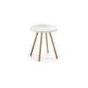 Biały stolik z drewnianymi nogami Kave Home Bruk