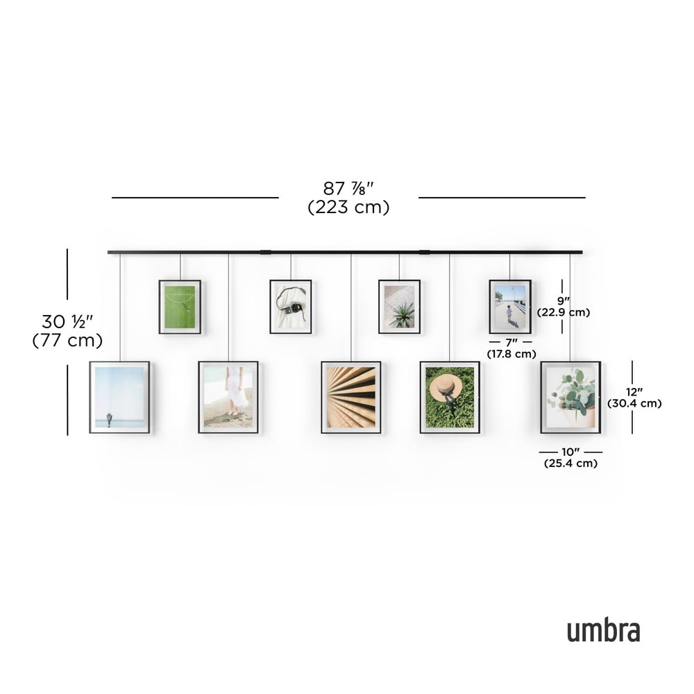 Czarne metalowe ramki ścienne zestaw 9 szt. 223x77,5 cm Exhibit – Umbra (zdjęcie 3)