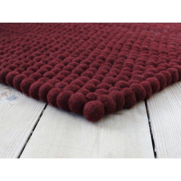 Ciemnowiśniowy wełniany dywan kulkowy Wooldot Ball Rugs, 120x180 cm