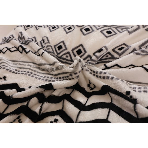 Czarno-kremowa pościel jednoosobowa z mikropluszu 140x200 cm – My House-image-1