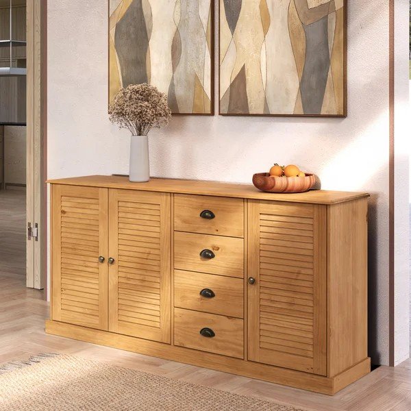 Komoda z litego drewna sosnowego w jasnym naturalnym kolorze 166x80x38 cm Edith – Støraa-image-1