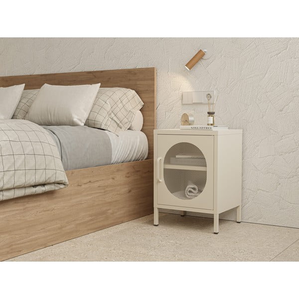 Kremowa metalowa szafka nocna Diora – Marckeric-image-1