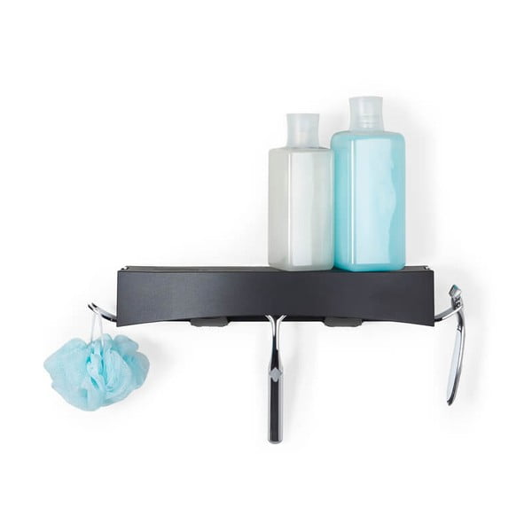 Czarna samoprzylepna półka Compactor Clever Flip Shower Shelf