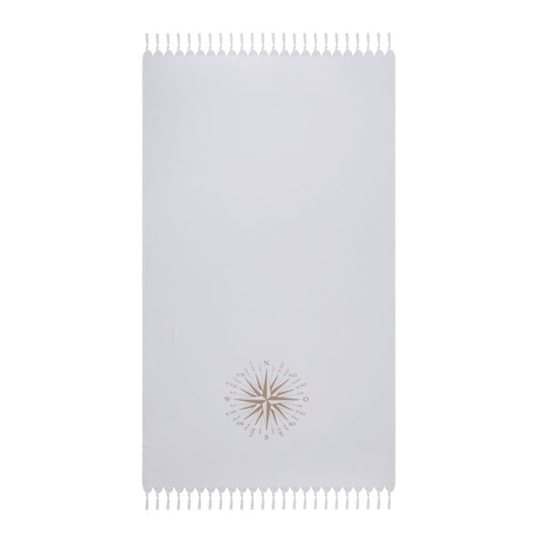 Biały ręcznik plażowy ze 100% bawełny Beach Pusula, 170x90 cm