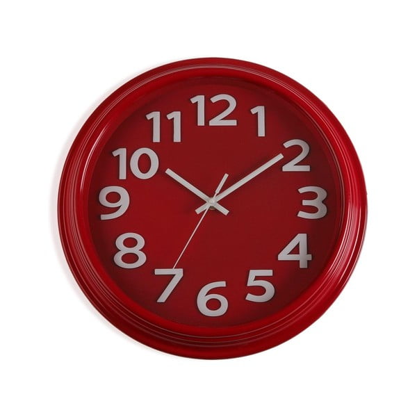 Czerwony zegar ścienny Versa In Time, ⌀ 32,7 cm