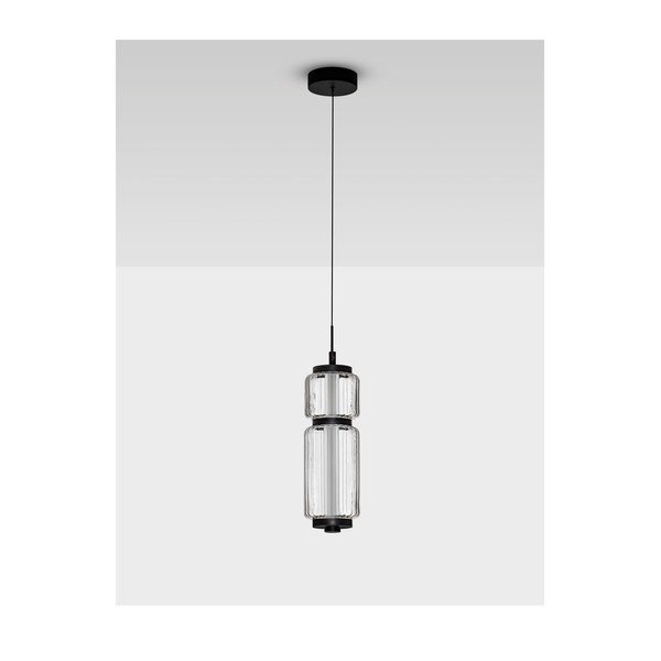 Szklana lampa wisząca LED w kolorze matowej czerni ø 12 cm Liesa – Nova Luce-image-4