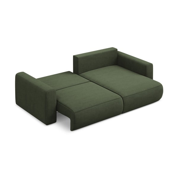 Rozkładany/ze schowkiem narożnik (prawostronny/z szezlongiem) w kolorze khaki Kapua – Makamii-image-3