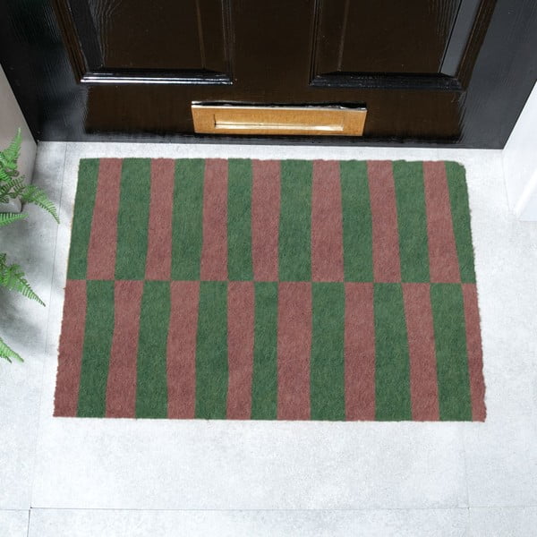 Wycieraczka z włókna kokosowego 40x60 cm Pink & Green Half Stripes – Artsy Doormats-image-2
