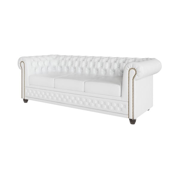 Biała rozkładana sofa z imitacji skóry 203 cm York – Ropez