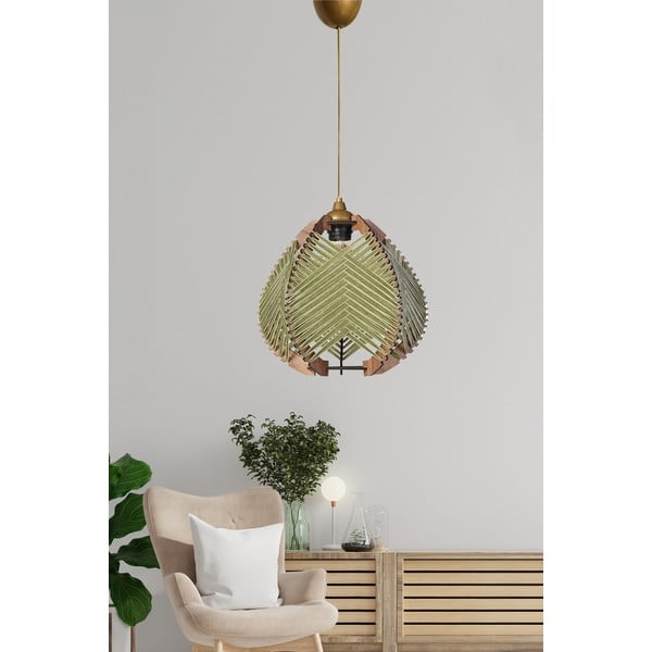 Zielona/w naturalnym kolorze lampa wisząca z tekstylnym kloszem ø 25 cm Yola – Opviq lights-image-1