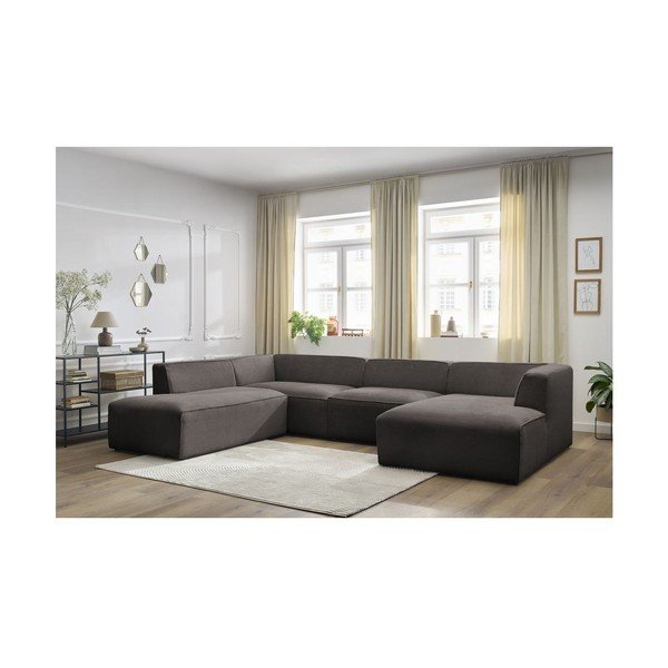 Brązowy sztruksowy narożnik modułowy (lewostronny/w kształcie litery U) Megeve – Bobochic Paris-image-1