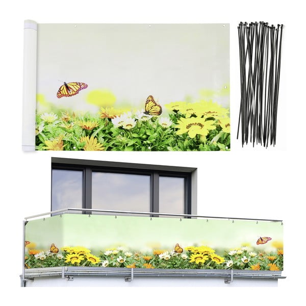Żółto-zielona plastikowa osłona balkonowa 500x85 cm Butterfly – Maximex-image-4