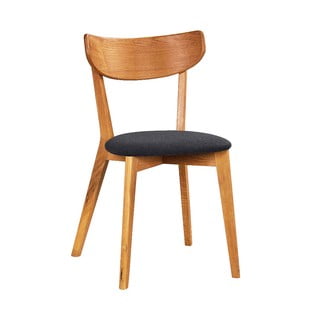Brązowe dębowe krzesło do jadalni z grafitowym siedziskiem Rowico Ami