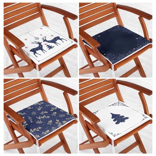 Poduszki na krzesła ze świątecznym motywem zestaw 4 szt. 40x40 cm Blue Christmas – Mila Home