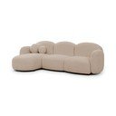 Jasnobrązowy narożnik z materiału bouclé (lewostronny/z szezlongiem) Orbit – Ropez