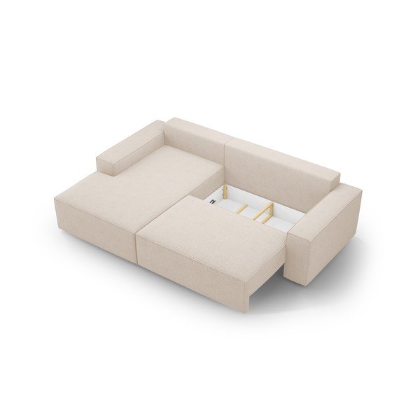 Beżowy rozkładany narożnik z materiału bouclé (lewostronny) Jodie – Micadoni Home-image-4