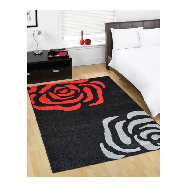 Dywan Flair Rugs Fleurs Black and Red, 160x235 cm