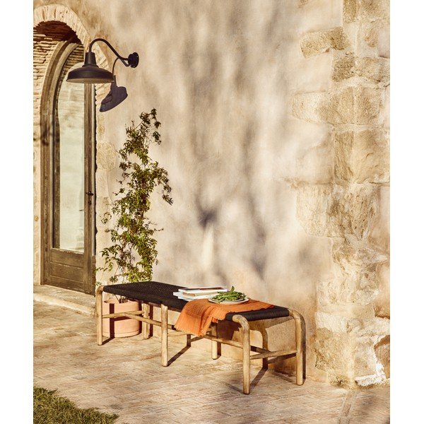 Ciemnoszara/w naturalnym kolorze drewniana ławka ogrodowa Alipa – Kave Home-image-1