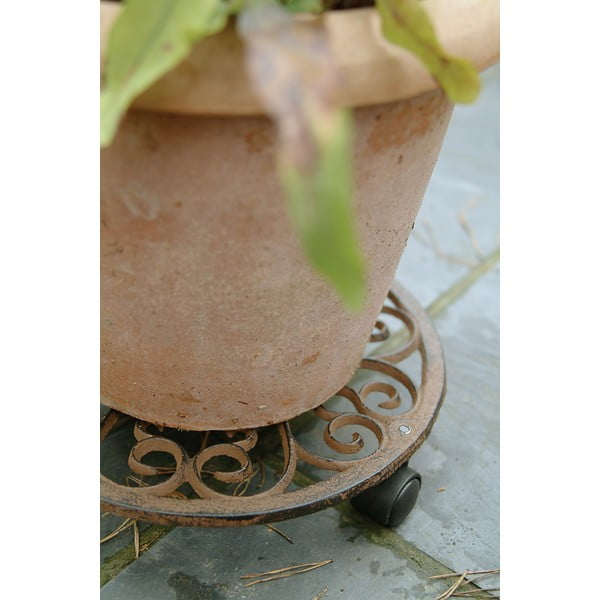 Metalowy kwietnik na kółkach ø 29 cm – Esschert Design-image-1