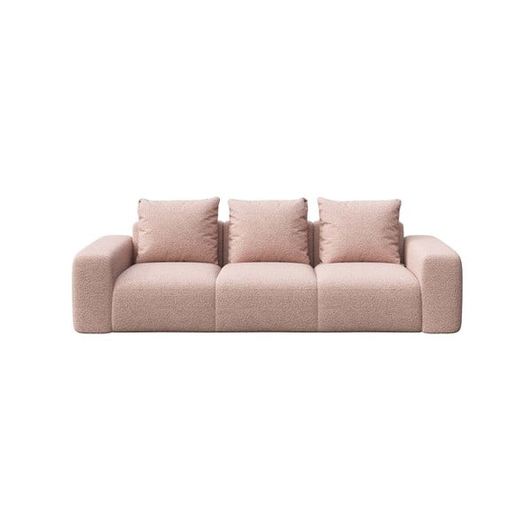 Jasnoróżowa sofa z materiału bouclé Bouclé 287 cm Feiro – MESONICA