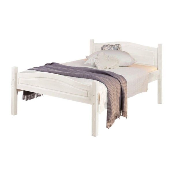 Białe łóżko z litego drewna sosnowego Støraa Barney, 160x200 cm