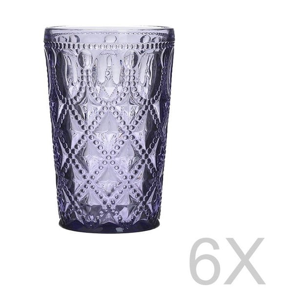 Zestaw 6 fioletowych przezroczystych szklanek InArt Glamour Beverage, wys. 13,5 cm