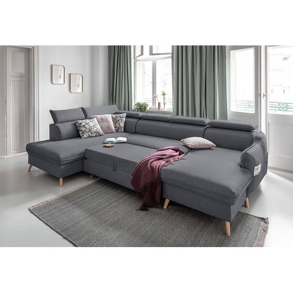 Ciemnoszary rozkładany narożnik (lewostronny) Sweet Harmony – Miuform-image-4