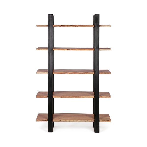 Czarno-naturalny regał z litego drewna akacjowego 110x180x40 cm Artur – Bizzotto