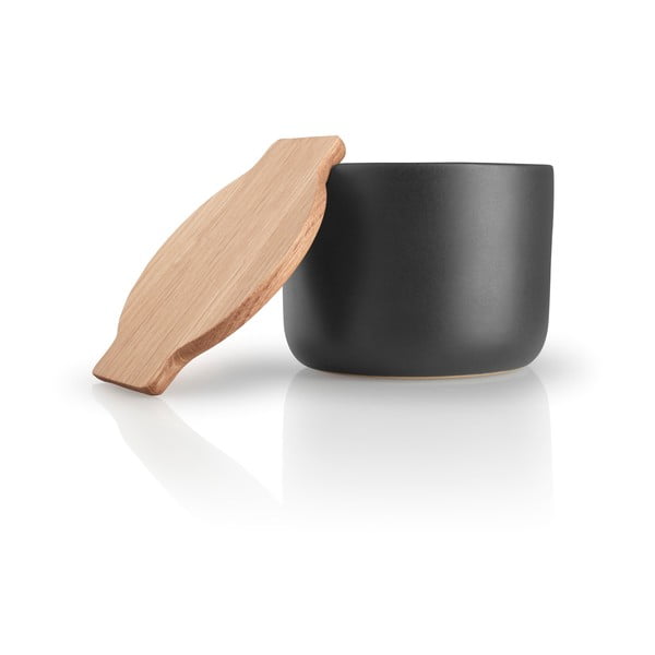 Czarny kamionkowy pojemnik na sól z drewnianym wieczkiem Eva Solo Nordic-image-2