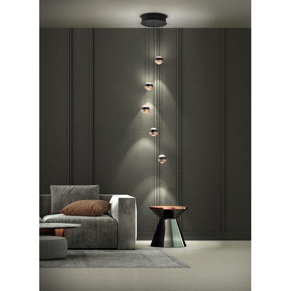 Lampa wisząca LED w czarno-miedzianym kolorze z metalowym kloszem ø 30 cm Orbit – Trio Select-image-1