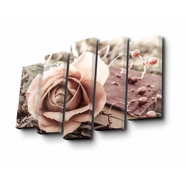 Obraz wieloczęściowy Pink Rose, 82x50 cm