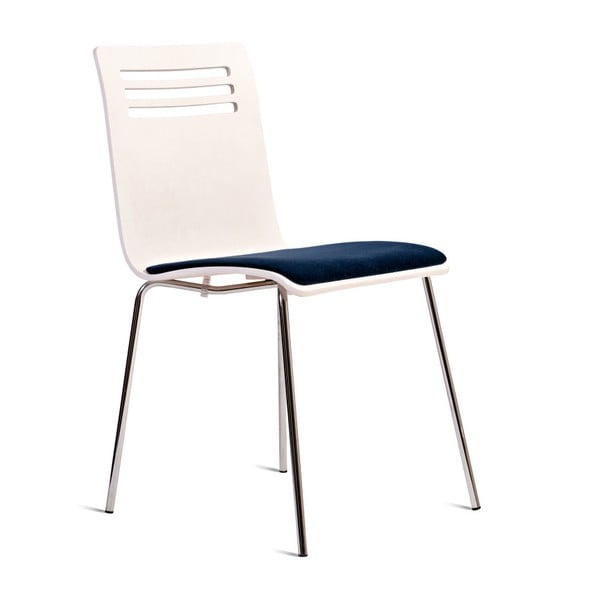 Białe krzesło z siedziskiem z drewna bukowego Charlie Pommier Comfort