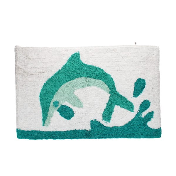 Biało-turkusowy dywanik łazienkowy 50x80 cm Dolphin – Rex London
