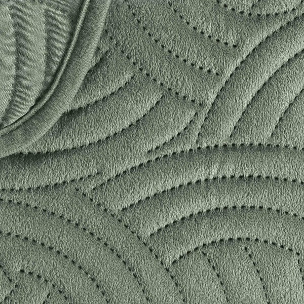 Zielony aksamitny zestaw narzuty na łóżko i poszewki na poduszkę 220x240 cm Solange – douceur d'intérieur-image-4
