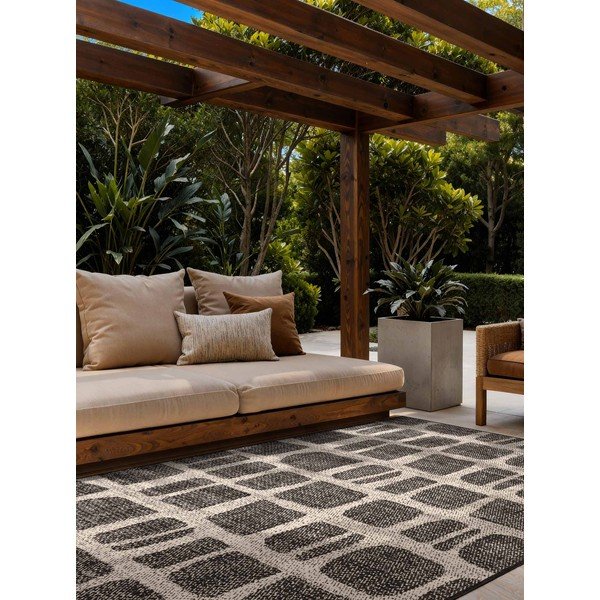 Czarny/kremowy dywan odpowiedni na zewnątrz 160x230 cm Haringey Ruskin – Ted Baker-image-1