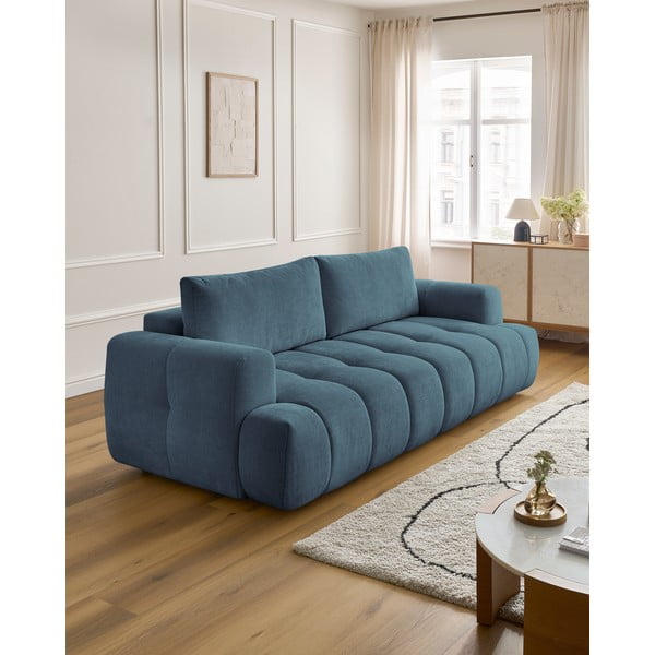 Niebieska rozkładana/ze schowkiem sofa 251 cm Fuji – Bobochic Paris-image-1
