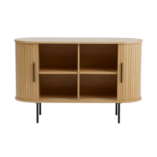 Komoda w dekorze dębu z drzwiami przesuwnymi w naturalnym kolorze 120x76x45 cm Nola – Unique Furniture-image-3