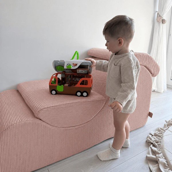 Kremowy sztruksowy fotel dziecięcy Wave – Meowbaby-image-1