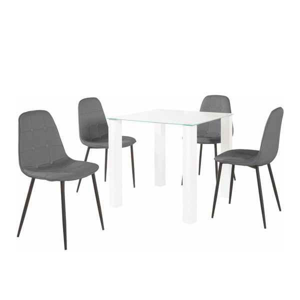 Zestaw stołu i 4 szarych krzeseł Støraa Dante, dł. stołu 80 cm