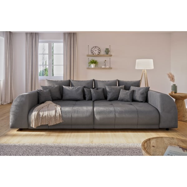 Ciemnoszara sztruksowa sofa 310 cm Vanessa – Ropez-image-1