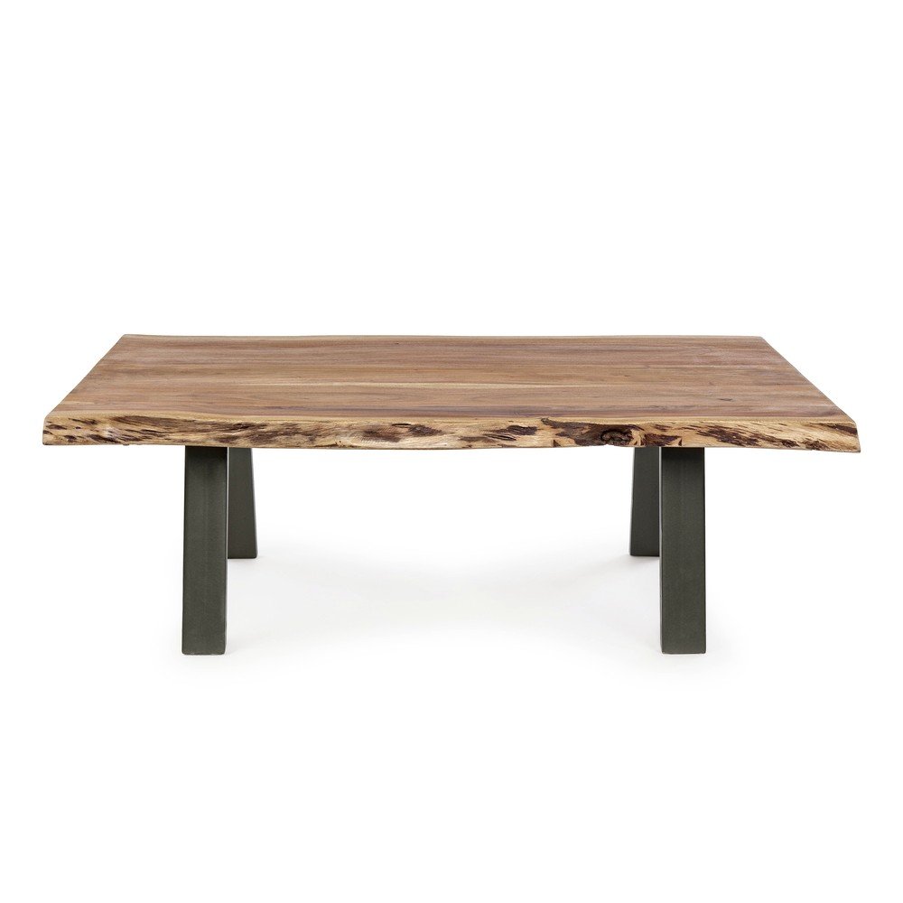 Czarno-naturalny stolik z blatem z drewna akacjowego 65x115 cm Aron – Bizzotto