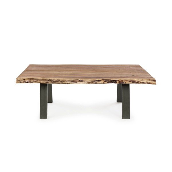Czarno-naturalny stolik z blatem z drewna akacjowego 65x115 cm Aron – Bizzotto