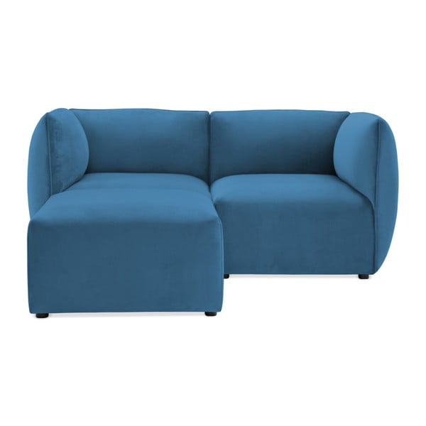 Niebieska 2-osobowa sofa modułowa z podnóżkiem Vivonita Velvet Cube