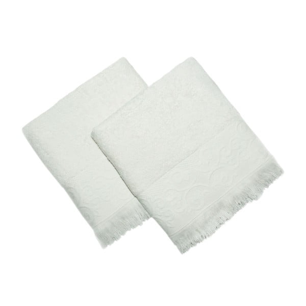 Zestaw 2 kremowych ręczników Sehzade, 50x90 cm